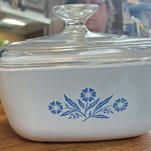 Corningware 60-61 Vintage Corningware  Blue Cornflower 1.5 Qt Casserole Dish & L